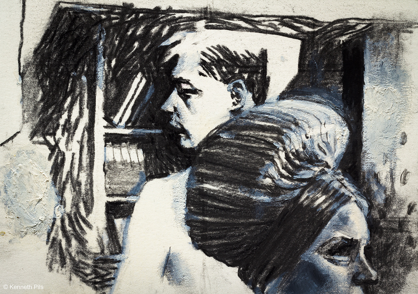 'The Flat Voice After', from the series 'Diaries', charcoal on paper, 21x15cm.