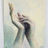 Hands (day 236), 17x21cm, acrylic & watercolor on paper.