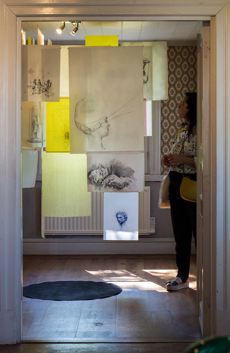 "Liminal-diff", drawing installation, Exhibition view" Slipvillan, Stockholm, Kenneth Pils