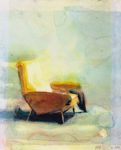 day 293 (Armchair), acrylic & watercolor on paper, 17x21 cm