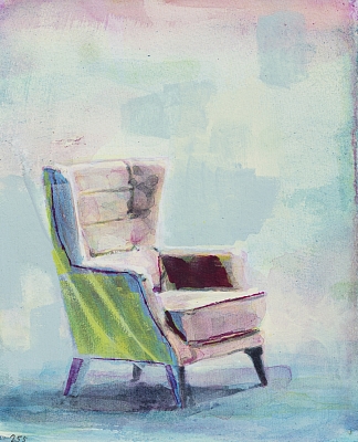 Armchair (day 255), 17x 21 cm, acrylic & watercolor on paper.