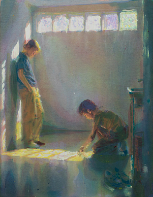 Källaren, 70 x 90 cm, akryl på duk, 2026, Kenneth Pils