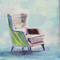Armchair (day 255), 17x 21 cm, acrylic & watercolor on paper.